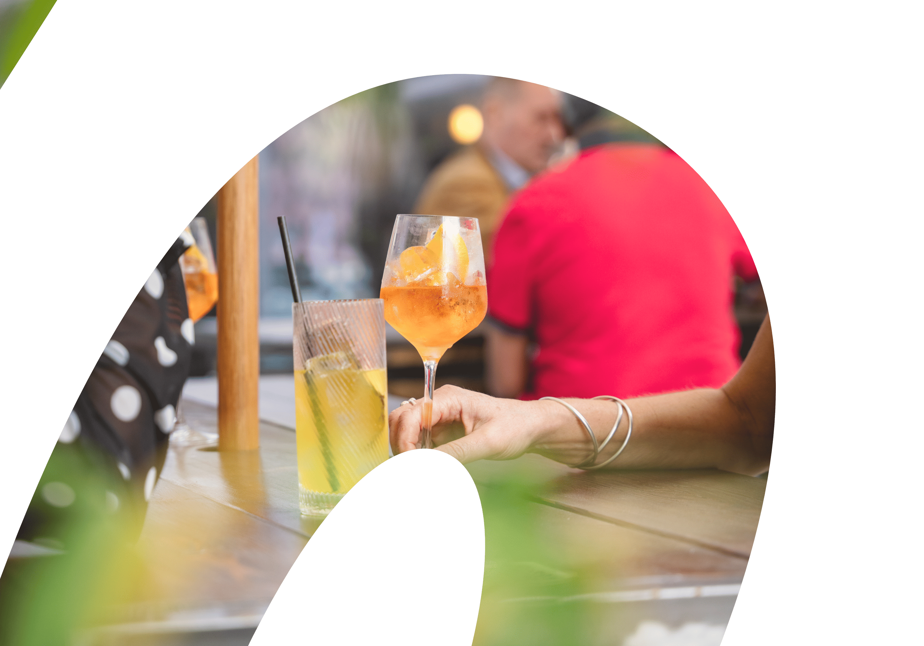 Drinks at the outside tables